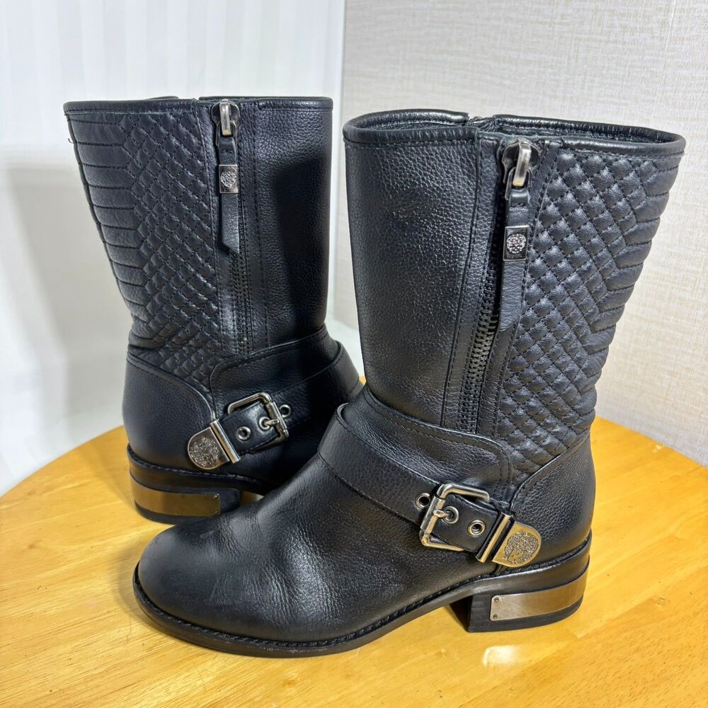 Vince Camuto | Whynn Black Quilted Leather Biker Boots | Womens Size 8M/38